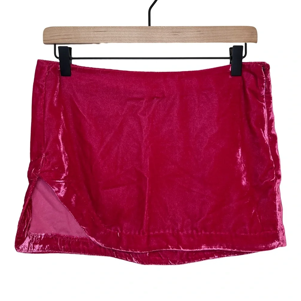 HP 🎉 NWT Free People Annalise Velvet Skirt in Pink Phenom - Picture 5 of 10